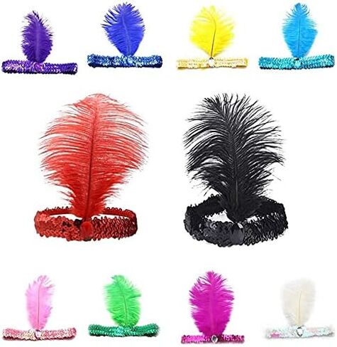 The Only One Colorful Sequins Headband 1920s Carnival Party Halloween Accessory Party Feather Headband For Women in Saudi Arabia