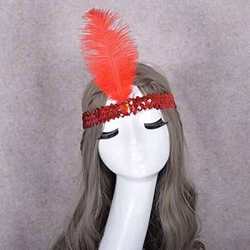 The Only One Colorful Sequins Headband 1920s Carnival Party Halloween Accessory Party Feather Headband For Women in Saudi Arabia