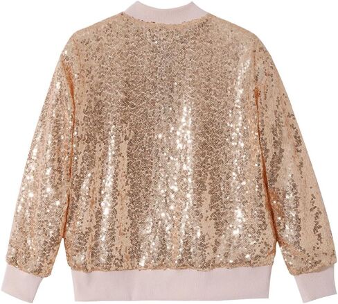 NICNZQI فتاة الترتر سترة سستة أبلى للأطفال الترتر سترة معطف طويل الأكمام Bomber سترة الهيب هوب سترة in Kuwait