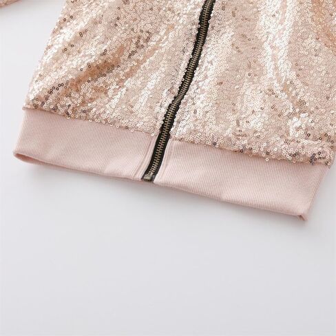 NICNZQI فتاة الترتر سترة سستة أبلى للأطفال الترتر سترة معطف طويل الأكمام Bomber سترة الهيب هوب سترة in Kuwait