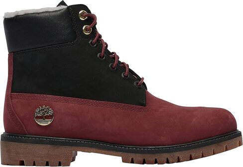 Timberland Youth Boys 6 in Premium Shearling Waterproof Nubuck Boots Shoes, Black/Grapeleaf in Saudi Arabia