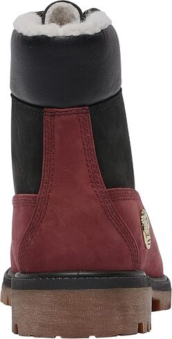 Timberland Youth Boys 6 in Premium Shearling Waterproof Nubuck Boots Shoes, Black/Grapeleaf in Saudi Arabia