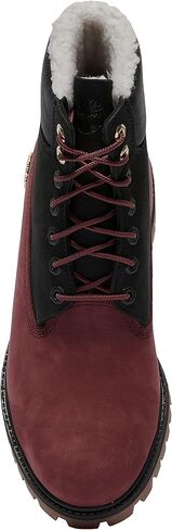 Timberland Youth Boys 6 in Premium Shearling Waterproof Nubuck Boots Shoes, Black/Grapeleaf in Saudi Arabia