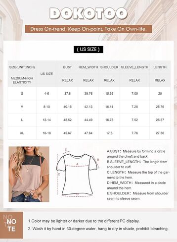 Dokotoo Womens Color Block Fashion Short Sleeve Crewneck Knitted Spring Summer Casual Loose T Shirts Tops in Saudi Arabia