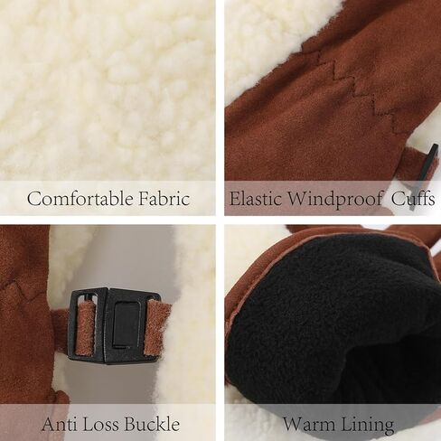 Harssidanzar Sherpa Gloves Women's Outdoor Winter for Gloves Genuine Suede Thinsulate Lined SL021US in Saudi Arabia
