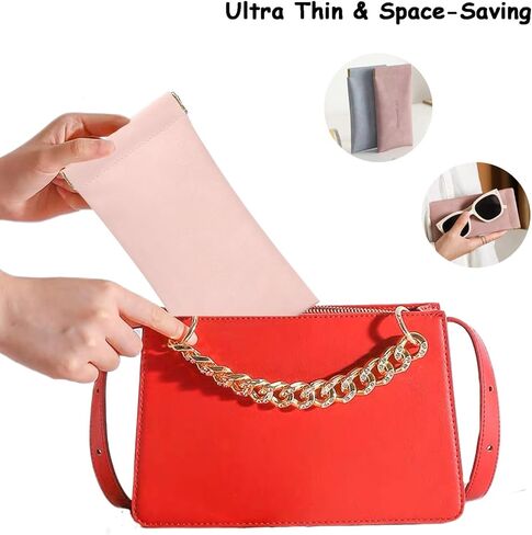 AALGO 2 Pcs Soft Glasses Case,Portable Travel Glasses Pouch,Squeeze Top Leather Sunglasses Case for Women Men Kid in Kuwait