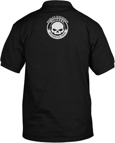 Harley-Davidson Military - Men's Short Sleeve, 3-Button Black Polo Shirt - Overseas Tour | Bar & Shield in Saudi Arabia
