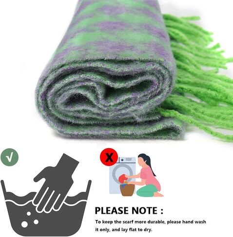 Zozojo Women's Warm Scarf, Houndstooth Cashmere Long Oversized Wrap Scarves with Fringes/Tassels, Perfect Match for any Outfits, Can Make You Stand Out in a Crowd (Green, 83x9 Inches) in Saudi Arabia