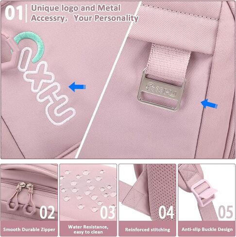 حقيبة ظهر كاجوال عصرية من MUSEVOS بلون موحد، حقيبة ظهر مدرسية مقاومة للماء للفتيات، حقيبة كتب للمراهقات للنساء، أرجواني in Kuwait