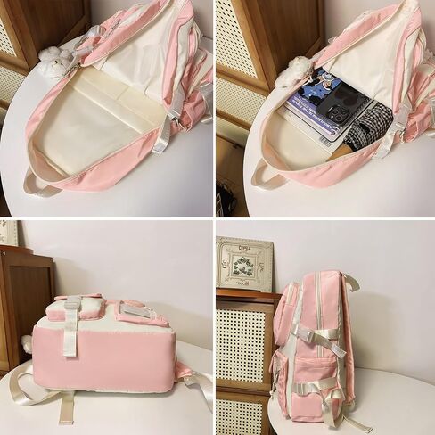 HORHREAR Kawaii Backpack 5Pcs Set for School, Cute Clear Backpack Preppy with Aesthetics Pendant for Girls Boys Primary Bag in Saudi Arabia