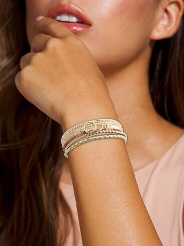 YANCHUN Boho Leather Wrap Bracelet for Women Infinity Beaded Bracelets with Clasp Stackable Leather Cuff Bangle Bracelet in Saudi Arabia