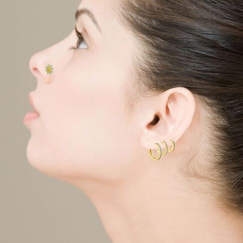 SENNI 24PCS 14K 20G Nose Rings Stud L -Shape Bone Screw Shaped Nose Ring 316L Surgical Steel Nose Piercings CZ Flowers Butterfly Body Piercing Jewelry For Women Men in Kuwait