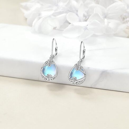 YAFEINI 925 Sterling Silver Moonstone Filigree Teardrop Necklace Earrings Set Jewelry for Women Girls in Saudi Arabia
