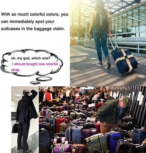 Gutsdoor 2 Pack Adjustable Luggage Straps with 2 Pack Luggage Tags for Suitcase, Carry On Bag, Travel Bag Accessories in Kuwait