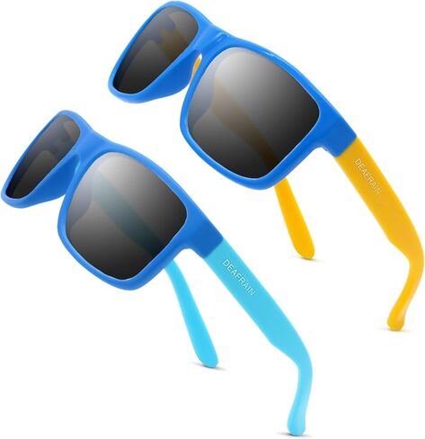 DEAFRAIN 2 Pairs Kids Sunglasses Polarized for Boys Girls Sport Cycling Baseball Running Beach Glasses for Age 5-13 in Kuwait