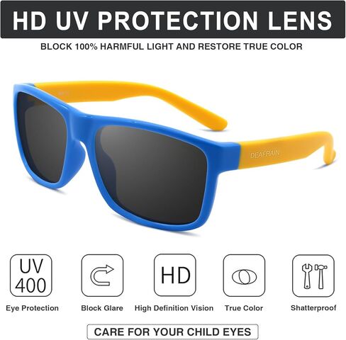 DEAFRAIN 2 Pairs Kids Sunglasses Polarized for Boys Girls Sport Cycling Baseball Running Beach Glasses for Age 5-13 in Kuwait