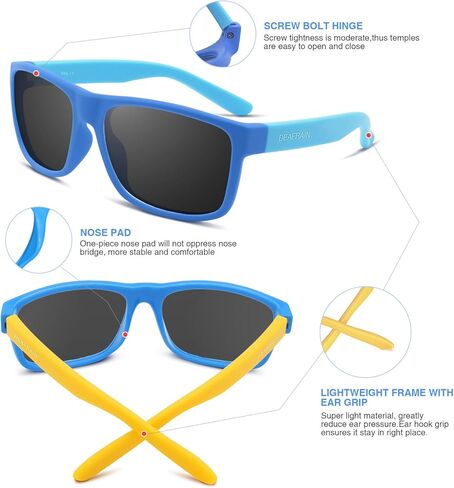 DEAFRAIN 2 Pairs Kids Sunglasses Polarized for Boys Girls Sport Cycling Baseball Running Beach Glasses for Age 5-13 in Kuwait
