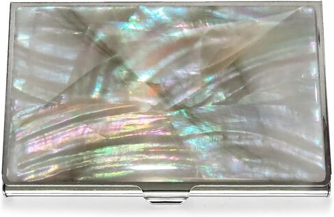 محفظة بطاقة الائتمان التجارية حامل بطاقة الهوية محفظة سفر معدنية أم اللؤلؤ البيج الفضي كسورية in Kuwait