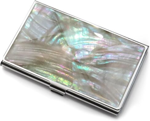 محفظة بطاقة الائتمان التجارية حامل بطاقة الهوية محفظة سفر معدنية أم اللؤلؤ البيج الفضي كسورية in Kuwait