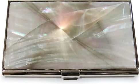 محفظة بطاقة الائتمان التجارية حامل بطاقة الهوية محفظة سفر معدنية أم اللؤلؤ البيج الفضي كسورية in Kuwait