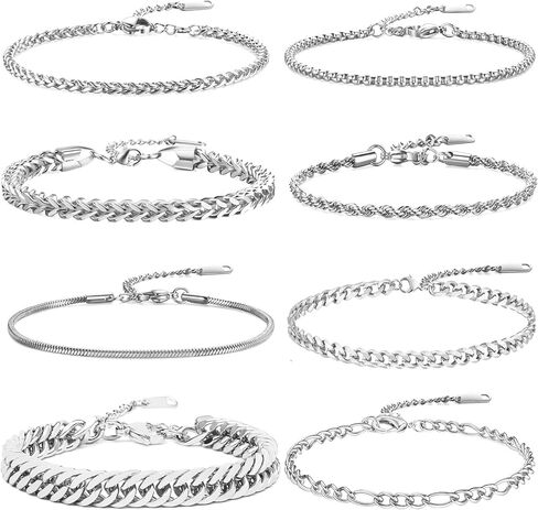 CLASICOMIS 8 قطع أساور ذهبية للرجال، مجموعة مجوهرات سوار من الفولاذ المقاوم للصدأ للرجال in Kuwait