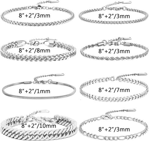 CLASICOMIS 8 قطع أساور ذهبية للرجال، مجموعة مجوهرات سوار من الفولاذ المقاوم للصدأ للرجال in Kuwait