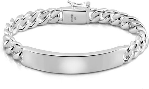 H&Beautimer 925 Sterling Silver Bracelet 10/12MM Cuban Chain Bracelet Fine Jewelry Men Teen Sterling Silver Brand Chain Bracelet 7,7.5,8,8.5,9,9.5,10'' Birthday Gift in Saudi Arabia