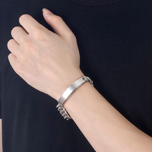 H&Beautimer 925 Sterling Silver Bracelet 10/12MM Cuban Chain Bracelet Fine Jewelry Men Teen Sterling Silver Brand Chain Bracelet 7,7.5,8,8.5,9,9.5,10'' Birthday Gift in Saudi Arabia