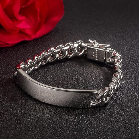 H&Beautimer 925 Sterling Silver Bracelet 10/12MM Cuban Chain Bracelet Fine Jewelry Men Teen Sterling Silver Brand Chain Bracelet 7,7.5,8,8.5,9,9.5,10'' Birthday Gift in Saudi Arabia