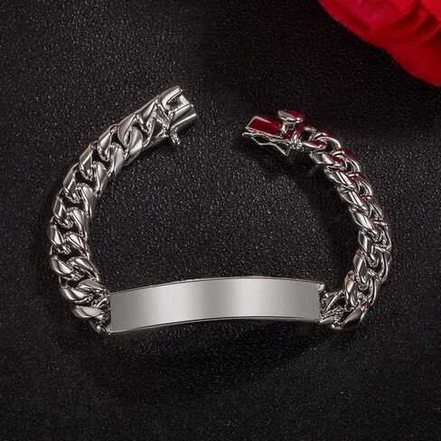 H&Beautimer 925 Sterling Silver Bracelet 10/12MM Cuban Chain Bracelet Fine Jewelry Men Teen Sterling Silver Brand Chain Bracelet 7,7.5,8,8.5,9,9.5,10'' Birthday Gift in Saudi Arabia