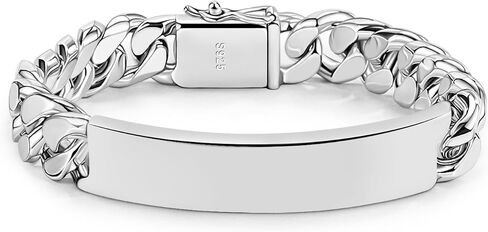 H&Beautimer 925 Sterling Silver Bracelet 10/12MM Cuban Chain Bracelet Fine Jewelry Men Teen Sterling Silver Brand Chain Bracelet 7,7.5,8,8.5,9,9.5,10'' Birthday Gift in Saudi Arabia