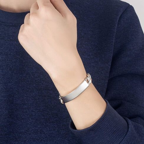 H&Beautimer 925 Sterling Silver Bracelet 10/12MM Cuban Chain Bracelet Fine Jewelry Men Teen Sterling Silver Brand Chain Bracelet 7,7.5,8,8.5,9,9.5,10'' Birthday Gift in Saudi Arabia