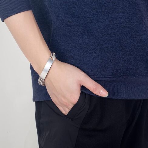 H&Beautimer 925 Sterling Silver Bracelet 10/12MM Cuban Chain Bracelet Fine Jewelry Men Teen Sterling Silver Brand Chain Bracelet 7,7.5,8,8.5,9,9.5,10'' Birthday Gift in Saudi Arabia