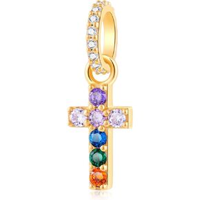 CHAWIN Sparkling Cross Charm for Pandora Charm Bracelets - Gold Plated 925 Sterling Silver Necklace Pendants, Cross Dangle Bead with Cubic Zirconia Stones, Birthday Gift Women/Men/Girls/Boys. in Saudi Arabia