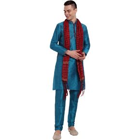 SKAVIJ Men's Art Silk Kurta Pajama and Scarf Festivals Season Ethnic Party Dress Suit