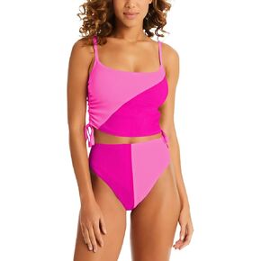Pink Queen Women's 2 Piece Swimsuit Scoop Neck Ribbed Drawstring Ruched Crop Top High Waisted Bikini Sets Bathing Suit in Kuwait