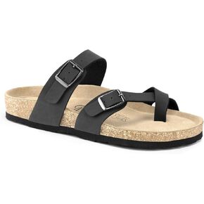 FITORY Women's Slide Sandals with Soft Cork Footbed, Comfort Arch Support Flat Sandals for Summer Size 6-11
