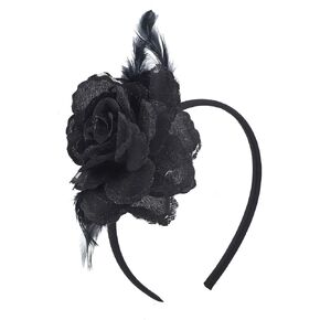 Lux Accessories Black Fascinators Hat Ladies Cocktail Side Floral Glitter Feathers Fashion Headband in Saudi Arabia