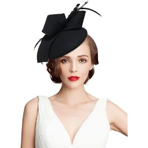 قبعة ELLYDOOR من الصوف Fascinator Pillbox قبعة شتوية من الصوف البريطاني للنساء قبعة كنيسة الزفاف in Kuwait