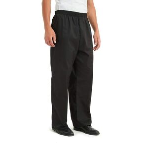 TopTie Men's Black Baggy Chef Pant with Elastic Waist
