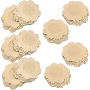 100 قطعة (50 زوجًا) من أغطية الحلمات للنساء من ميدكور، أغطية حلمات للاستعمال مرة واحدة للنساء، بتلات ثدي من الساتان خالية من اللاتكس، بتلات حلمة لاصقة - لون بيج محايد in Kuwait