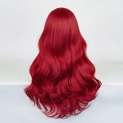 QACCF طويل مجعد Pelucas أحمر متموج أزياء الهالوين متعة المرأة تأثيري شعر مستعار واقعي (الكبار) in Kuwait
