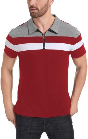 قمصان بولو NAVEKULL للرجال بأكمام قصيرة وطويلة، قميص كاجوال بياقة بسحاب 1/4 in Kuwait