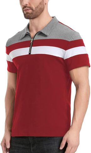 قمصان بولو NAVEKULL للرجال بأكمام قصيرة وطويلة، قميص كاجوال بياقة بسحاب 1/4 in Kuwait