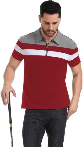 قمصان بولو NAVEKULL للرجال بأكمام قصيرة وطويلة، قميص كاجوال بياقة بسحاب 1/4 in Kuwait