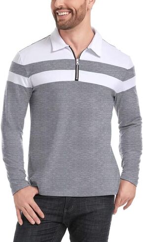 قمصان بولو NAVEKULL للرجال بأكمام قصيرة وطويلة، قميص كاجوال بياقة بسحاب 1/4 in Kuwait