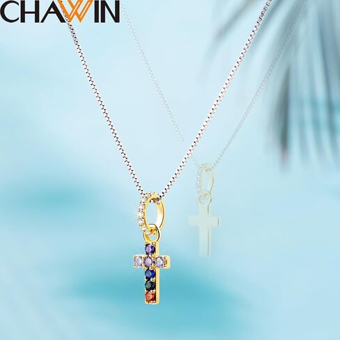 سحر متقاطع متلألئ من CHAWIN لأساور Pandora Charm - قلادات من الفضة الإسترلينية عيار 925 مطلية بالذهب، خرزة متدلية متقاطعة مع أحجار زركونيا مكعبة، هدية عيد ميلاد للنساء/الرجال/الفتيات/الأولاد. in Kuwait