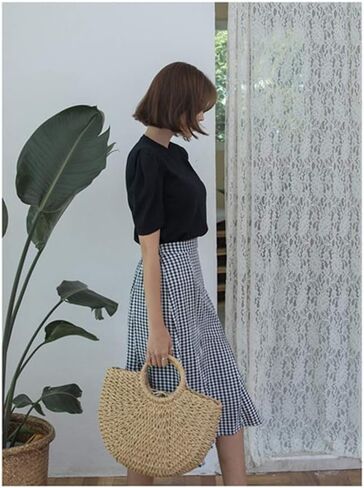 Straw Bag Womens Handbag Handwoven Large Straw Beach Tote Bag Hobo Summer Beach bag Straw Purse in Kuwait