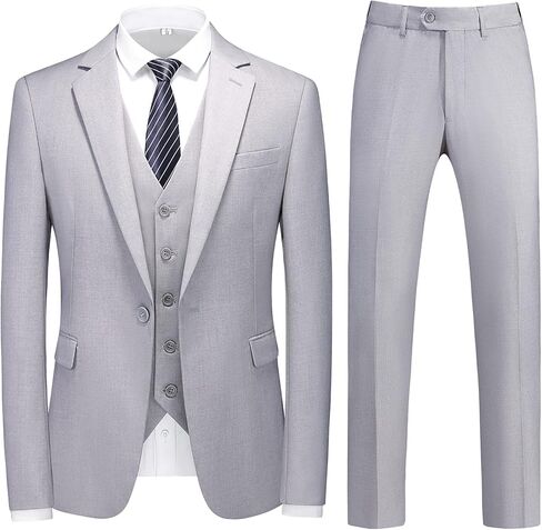 MOGU Mens 3 Piece Dress Suit Slim Fit One Button Side Vents Tuxedo in Kuwait