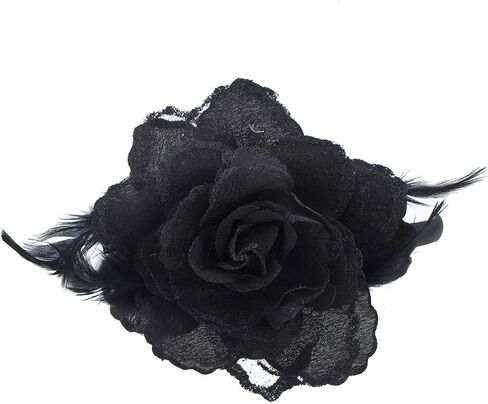 Lux Accessories Black Ladies Side Floral Glittered Feathers Fashion Headband in Saudi Arabia